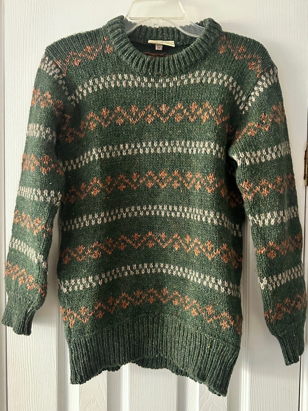 Men's Gaeltarra Forest Green Pure Irish Wool Crewneck Vintage Sweater